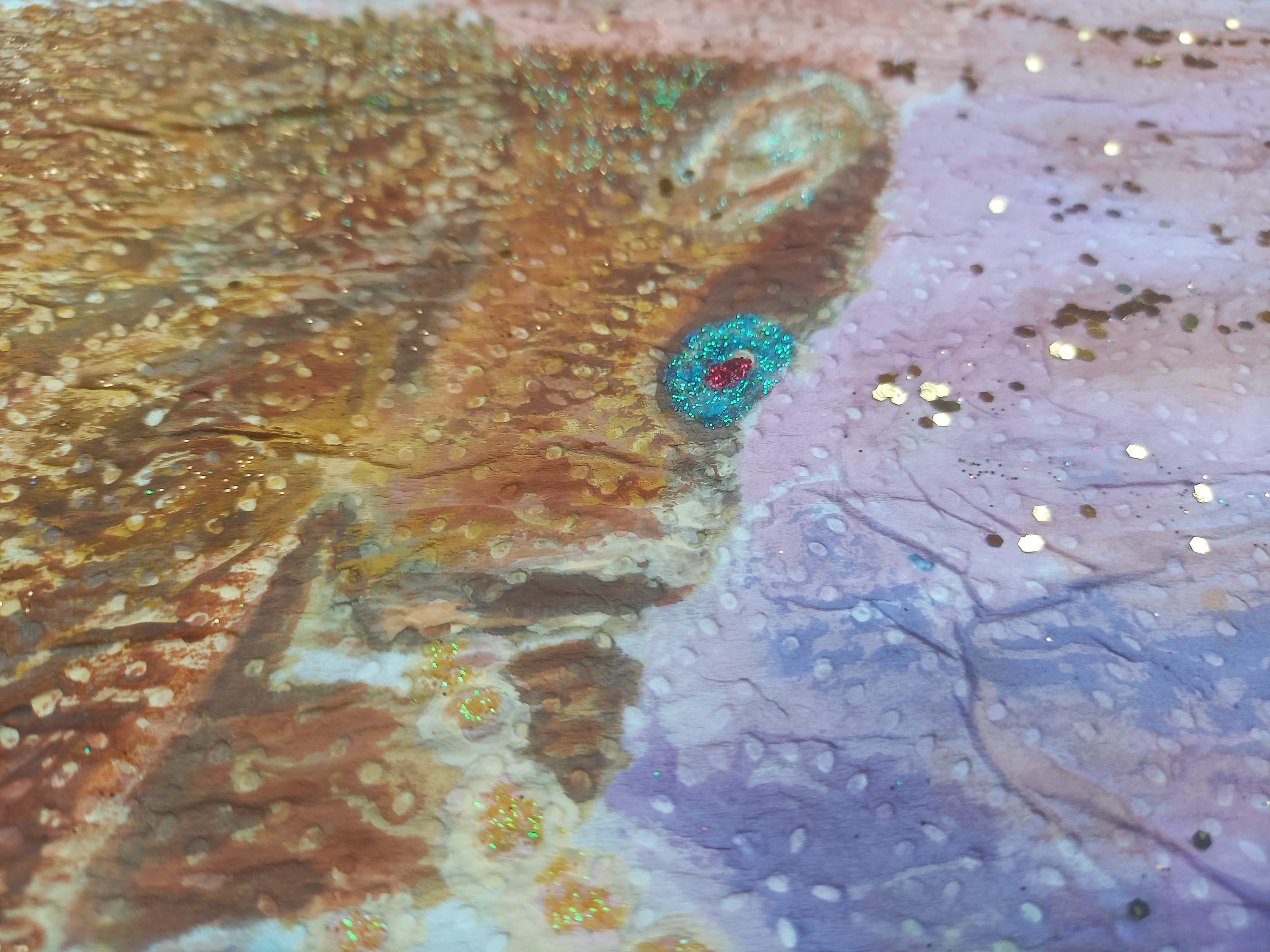 A painting with glitters as highlights