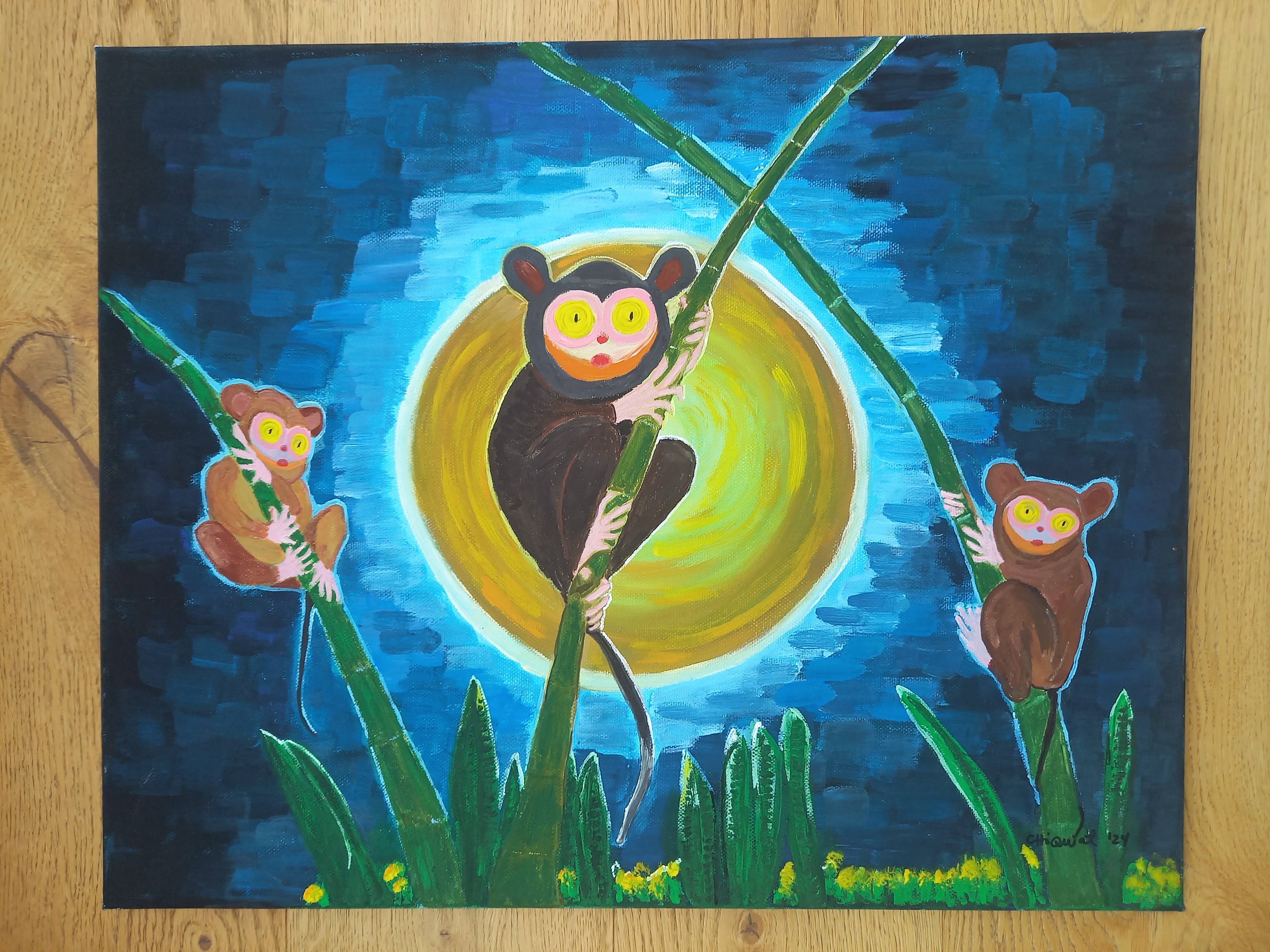 A painting of Tarsiers, the smallest monkey